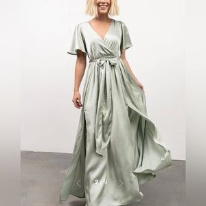 Baltic Born sage green maxi dress, flutter sleeves, gown size Large NWOT